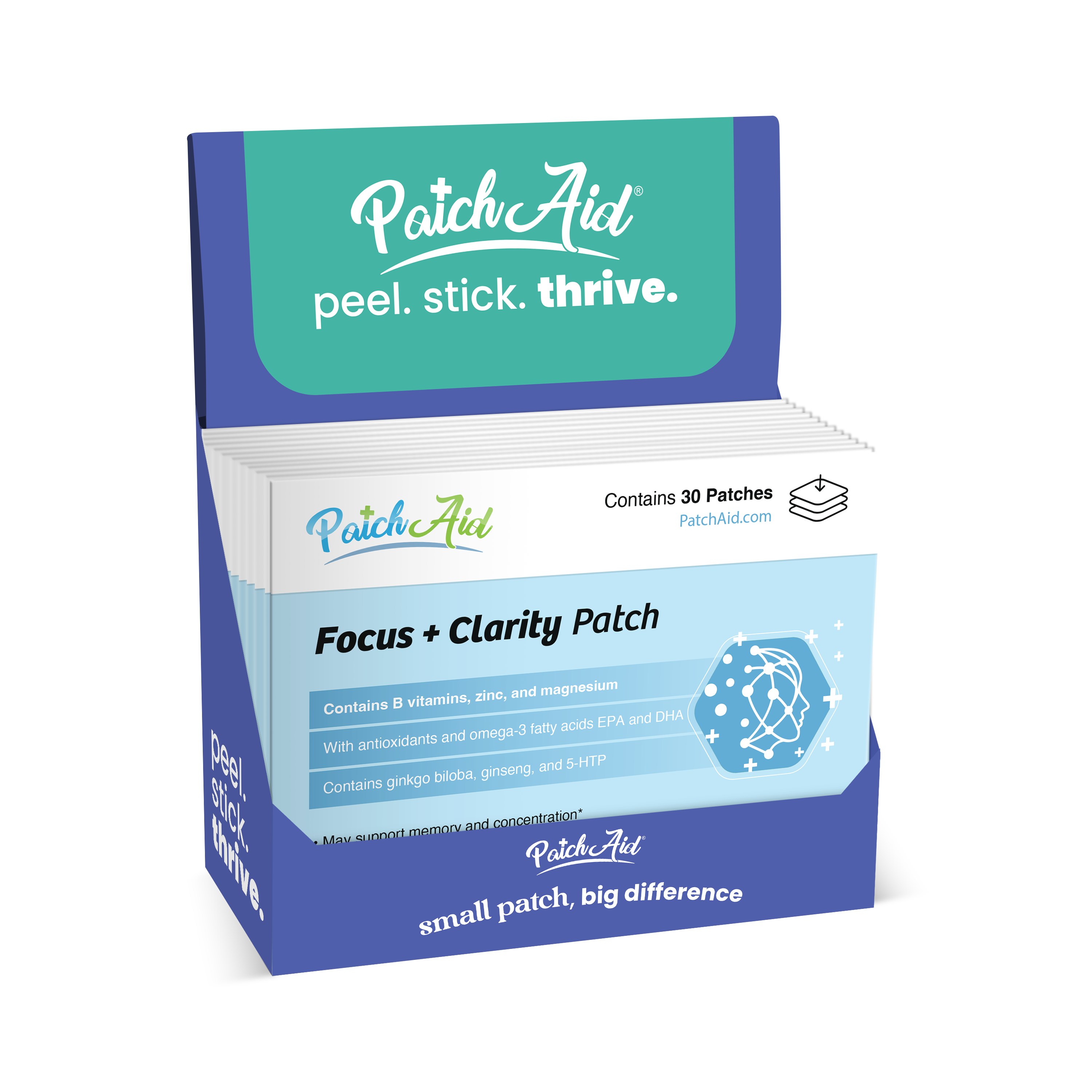 PatchAid – wholesale Oralt tillskott/Vitamin – Fokus- och tydlighetspatch - kognitiv och minnesfunktion0