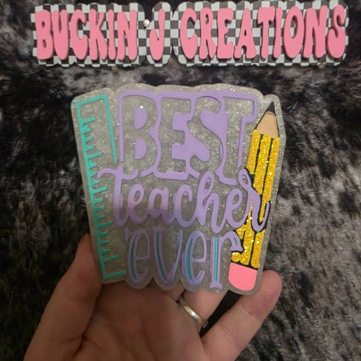 Buckin J Creations - Venta al por mayor Ambientador de coche - Mujer - Ambientador de coche hecho a mano "Mejor profesor/a del mundo".2