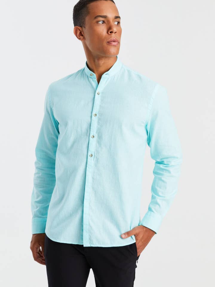 Leif Nelson GmbH - Wholesale Button Down Shirt - Men's - Men's Long Sleeve Linen Shirt LN-386033