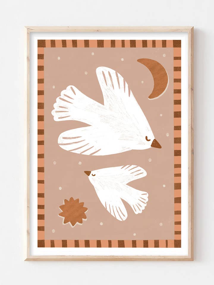 Flying High Bird Print - Modern Wall Art Nursery Poster for wholesale by Lauren Sissons Studio