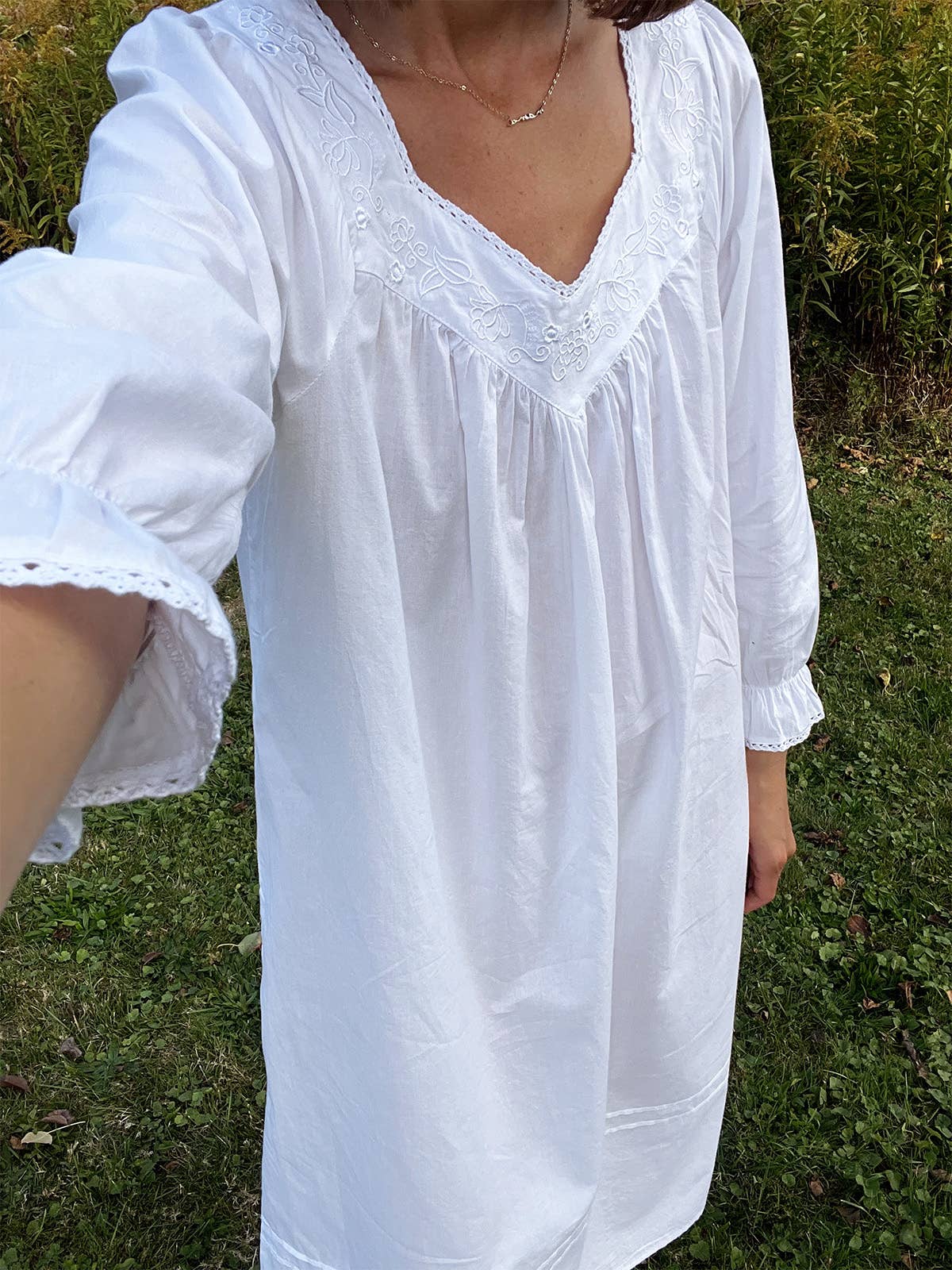 Jacaranda Living - Wholesale Nightgown - Women's - Adelaide White Cotton Nightgown10