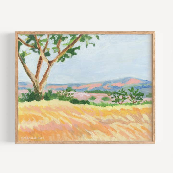 Windy Grassland Landscape Art Print for wholesale by Mackenzie Kuck Art + Textiles