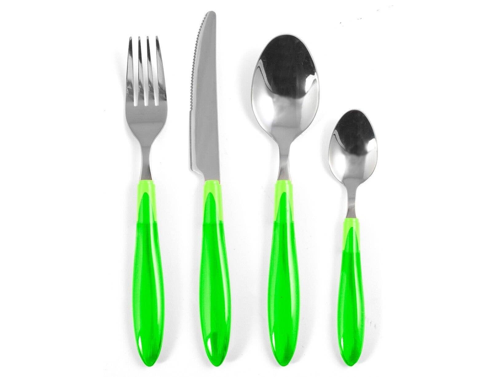 H&H - Wholesale Assorted Cutlery Set - 24-Piece Stainless Steel Cutlery Set with Green Handle3