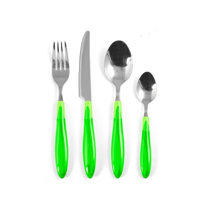 H&H - Wholesale Assorted Cutlery Set - 24-Piece Stainless Steel Cutlery Set with Green Handle3