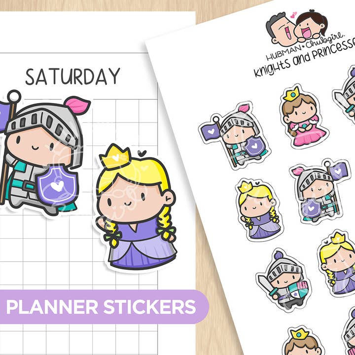 Knights & Princesses Planner Stickers for wholesale by hubmanchubgirl.