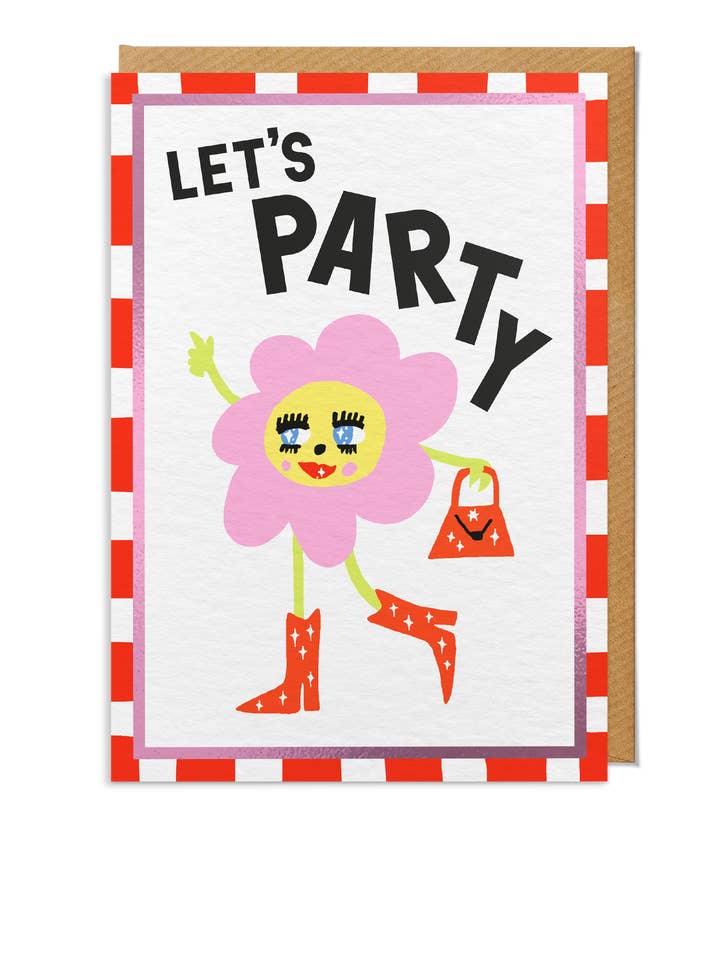 Celebration Card — "Let's Party" Flower Character for wholesale by SANDERS DE ROEPER