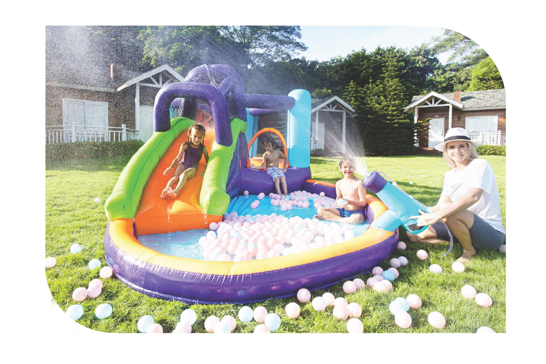 Salus Brands - Wholesale Inflatables - CocoNut Castles Bouncy Slide Water Park with Water Cannon2