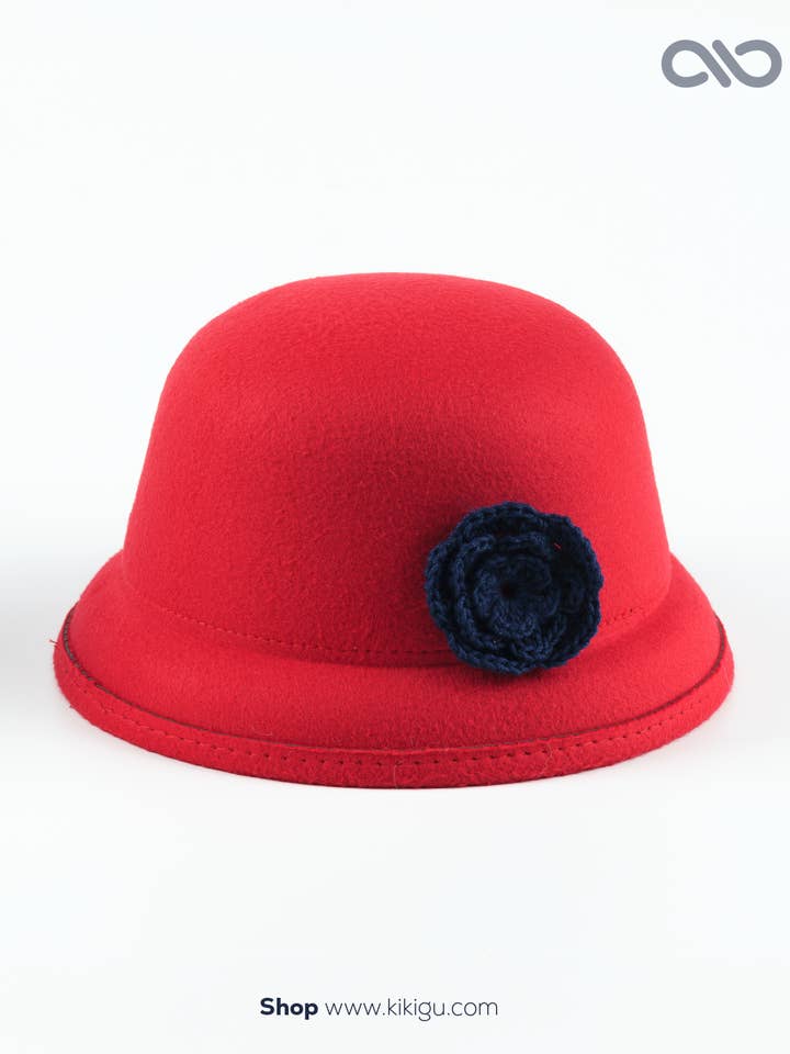 Sombrero Rojo con Flor de Crochet para venta al por mayor de KIKI & GU