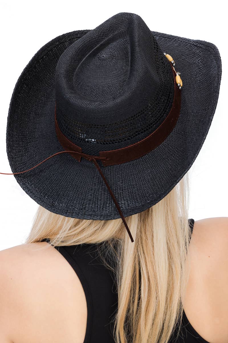 Cap Zone - Wholesale Cowboy Hat - Women's - Navajo Concho Beaded Belt Straw Cowboy Hat3