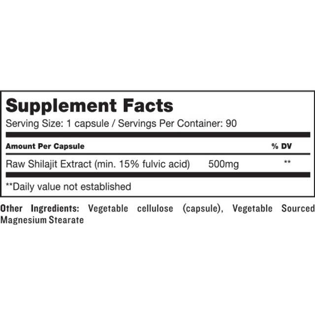 Sunfood Superfoods - Wholesale Oral Supplement/Vitamin - Shilajit Capsules, 500mg, 90ct