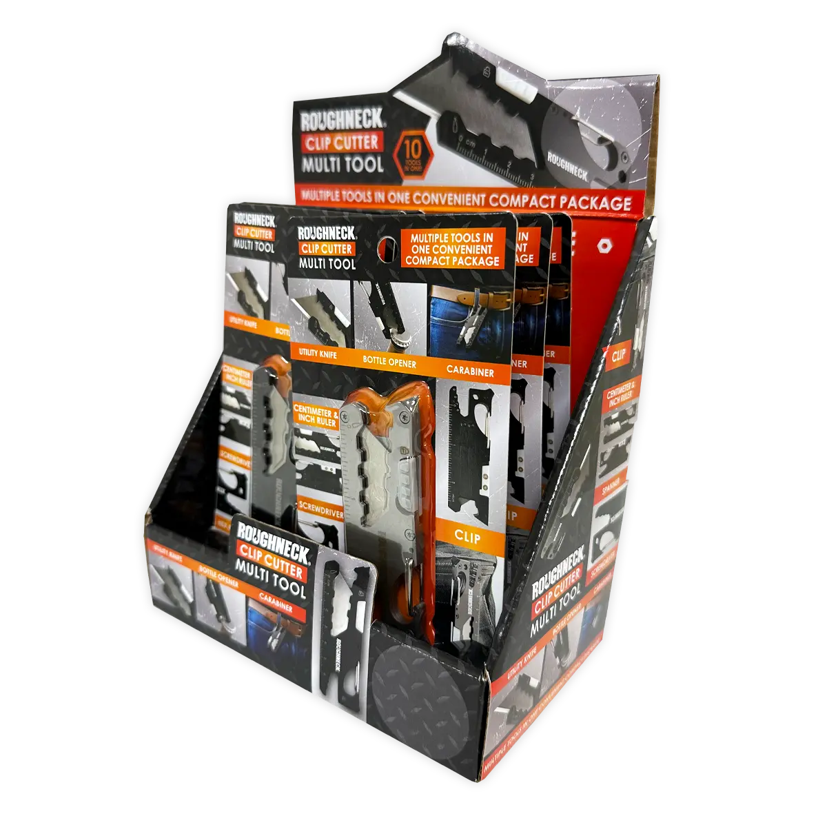 Novelty Brands - Wholesale Retailer Display - Home & Living - Roughneck Clip Cutter Multi-Tool Knife - 6/Display1