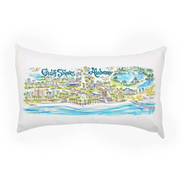 Gulf Shores - Alabama Kissen für den Großhandel von LuckyBird Apparel and Home