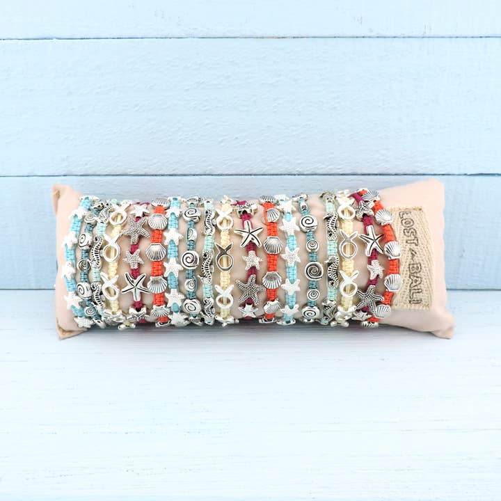 Ocean Sunset Silver Pillow 18 Bracelets for wholesale by Lost in Bali