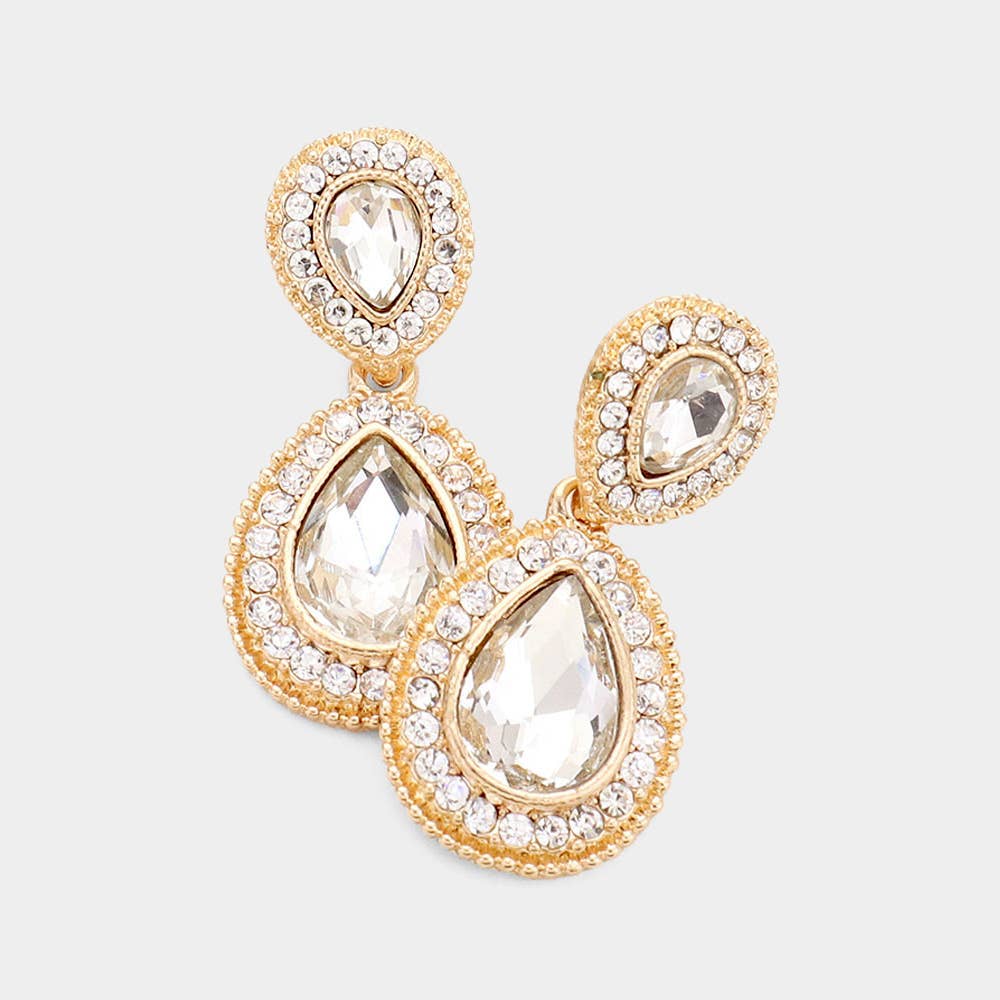 Sensibling Corp. - Wholesale Dangle Earrings - Rhinestone Trim Teardrop Evening Earrings9