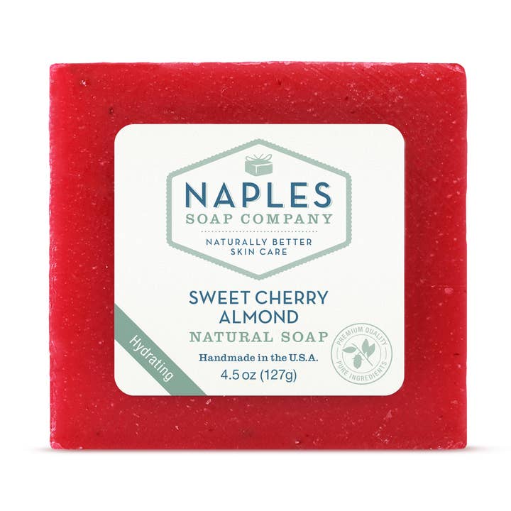 Sweet Cherry Almond Natural Soap for wholesale by Naples Soap Company | Clean Beauty, Natural Bath & Body