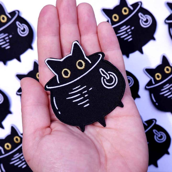 Cat Coven - Wholesale Patch - Cauldron Cat - Embroidered Patch1