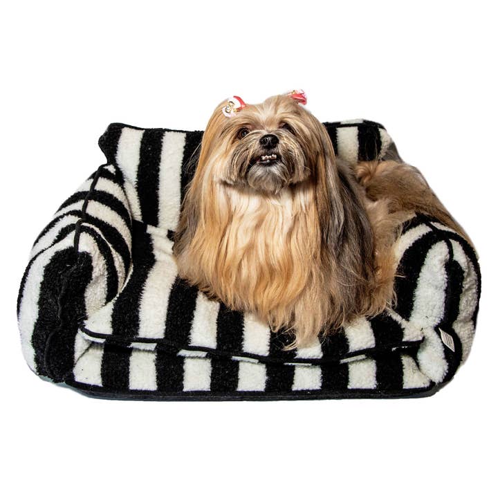 Glow Pups - Wholesale Pet Bed - Dog - Chic Comfort Black and White Striped Sofa Dog Bed9