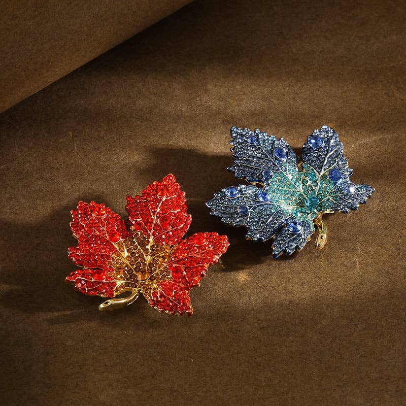Tourtiwi - Wholesale Brooch - Sparkling Rhinestone - Encrusted Maple Leaf Brooches3