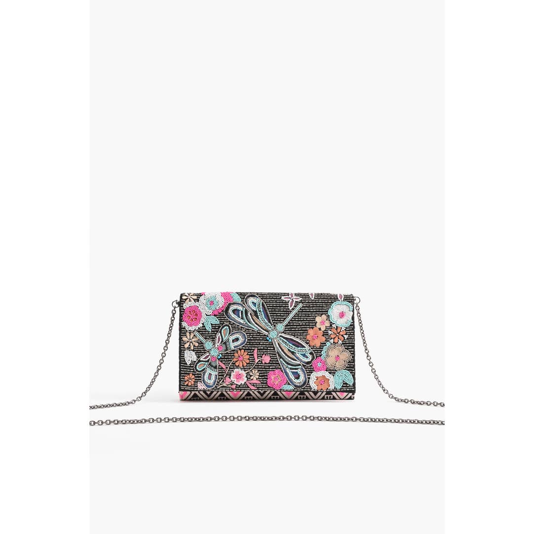 Dragonfly Embellished Flap Clutch for wholesale by America & Beyond