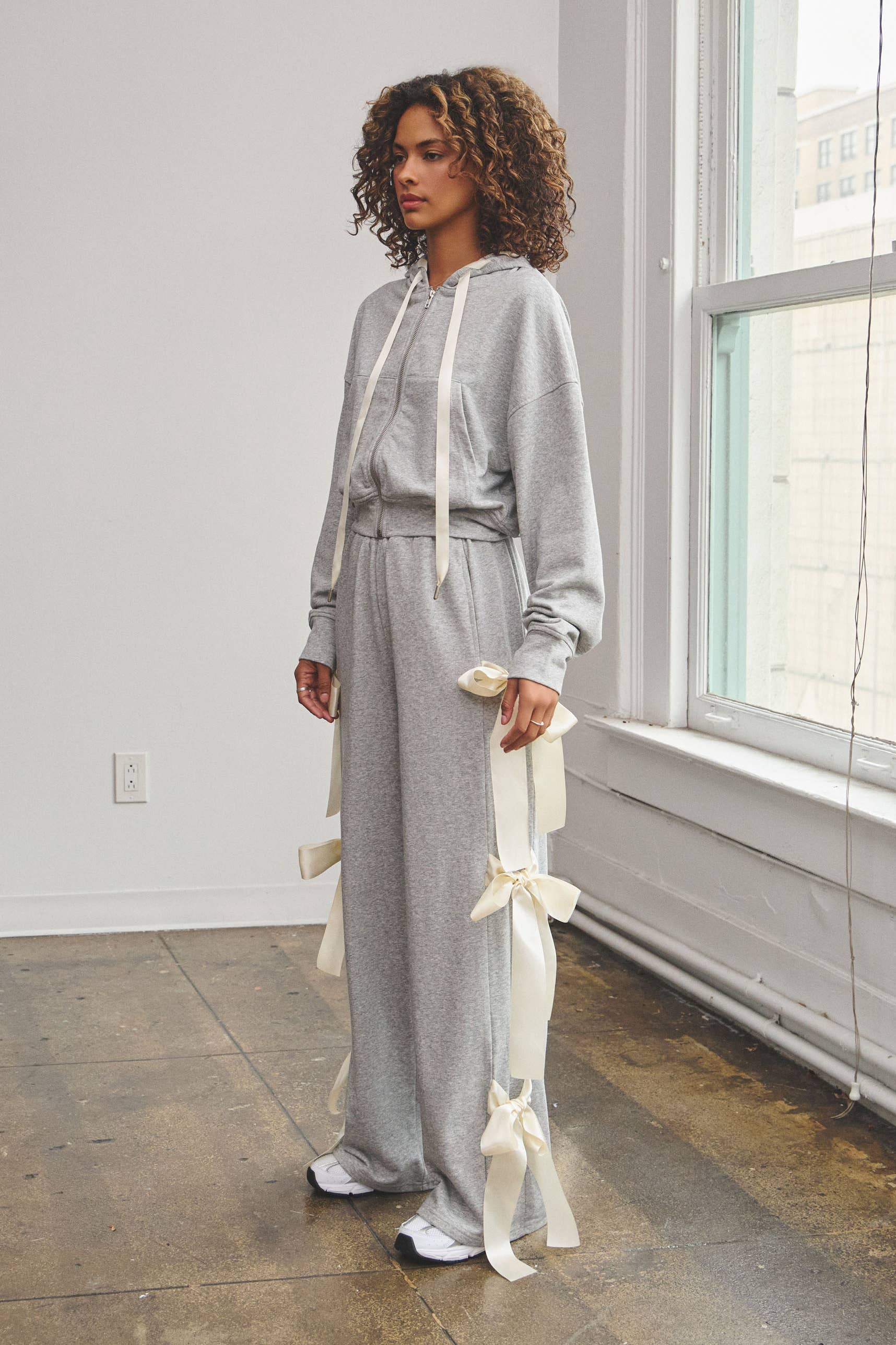 No Vacancy - Wholesale Pants - Women's - Wide french terry pants w/ large satin bow ties4