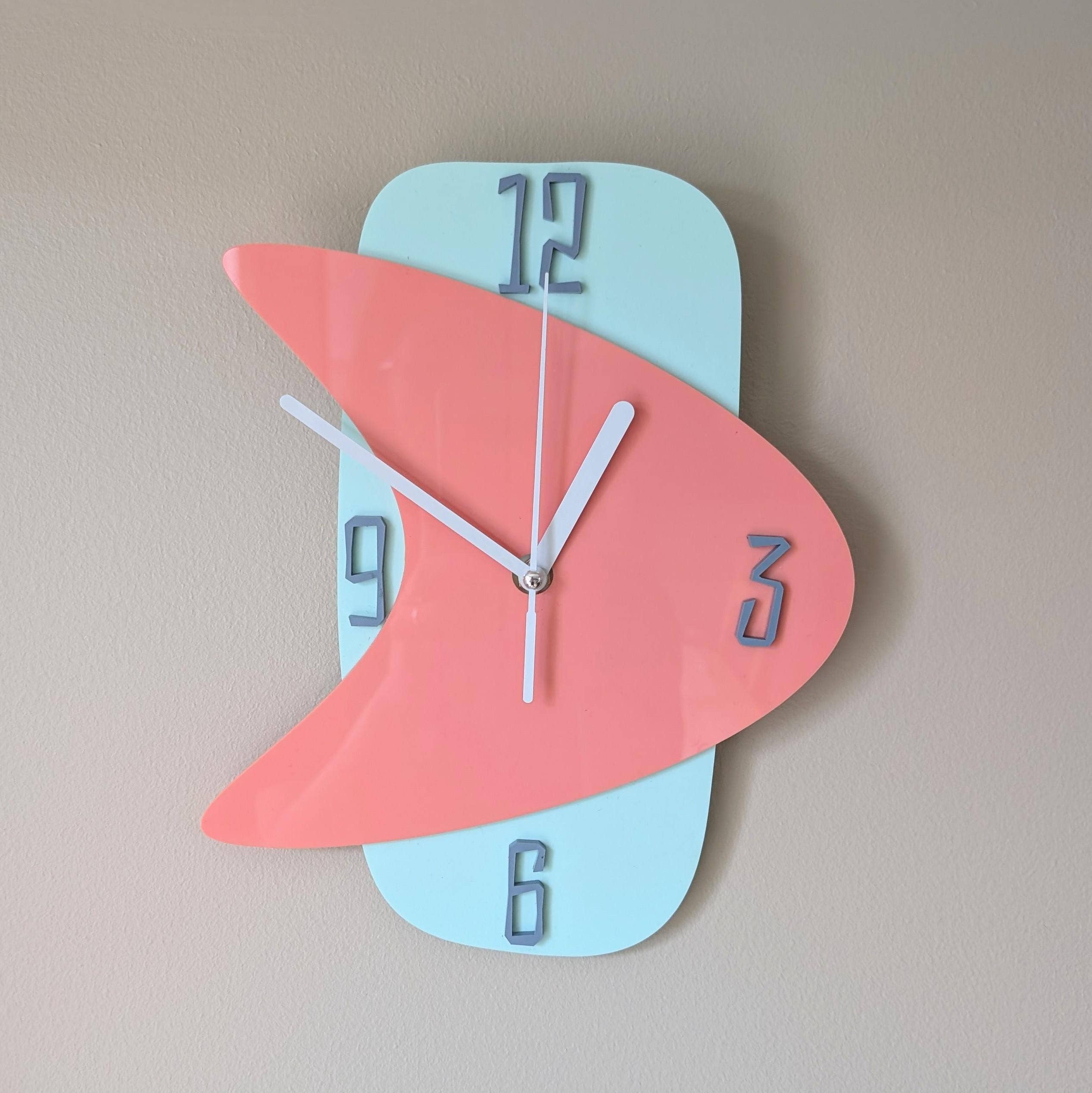Shelfish Modern – wholesale Wall clock – Mid Century Retro 50s Style Clock - Atomic Clock - Kitchen Clock - MCM Decor - Mid Century Modern Clock -Funky Nursery Clock - Diner Decor