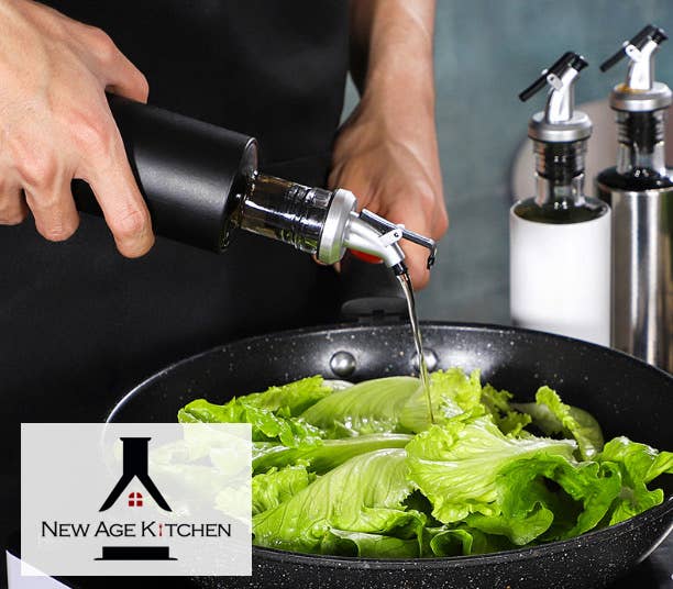 ALETA FARMS - Wholesale Oil/Vinegar Dispenser - Cruet Glass Bottle, Elegant Stainless-Steel Casing, 17oz STL4