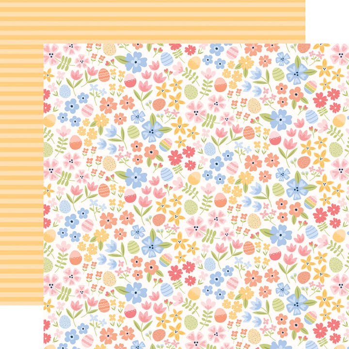 Bunnies And Baskets: Hoppy Floral 12x12 Patterned Paper for wholesale by Echo Park Paper Co.