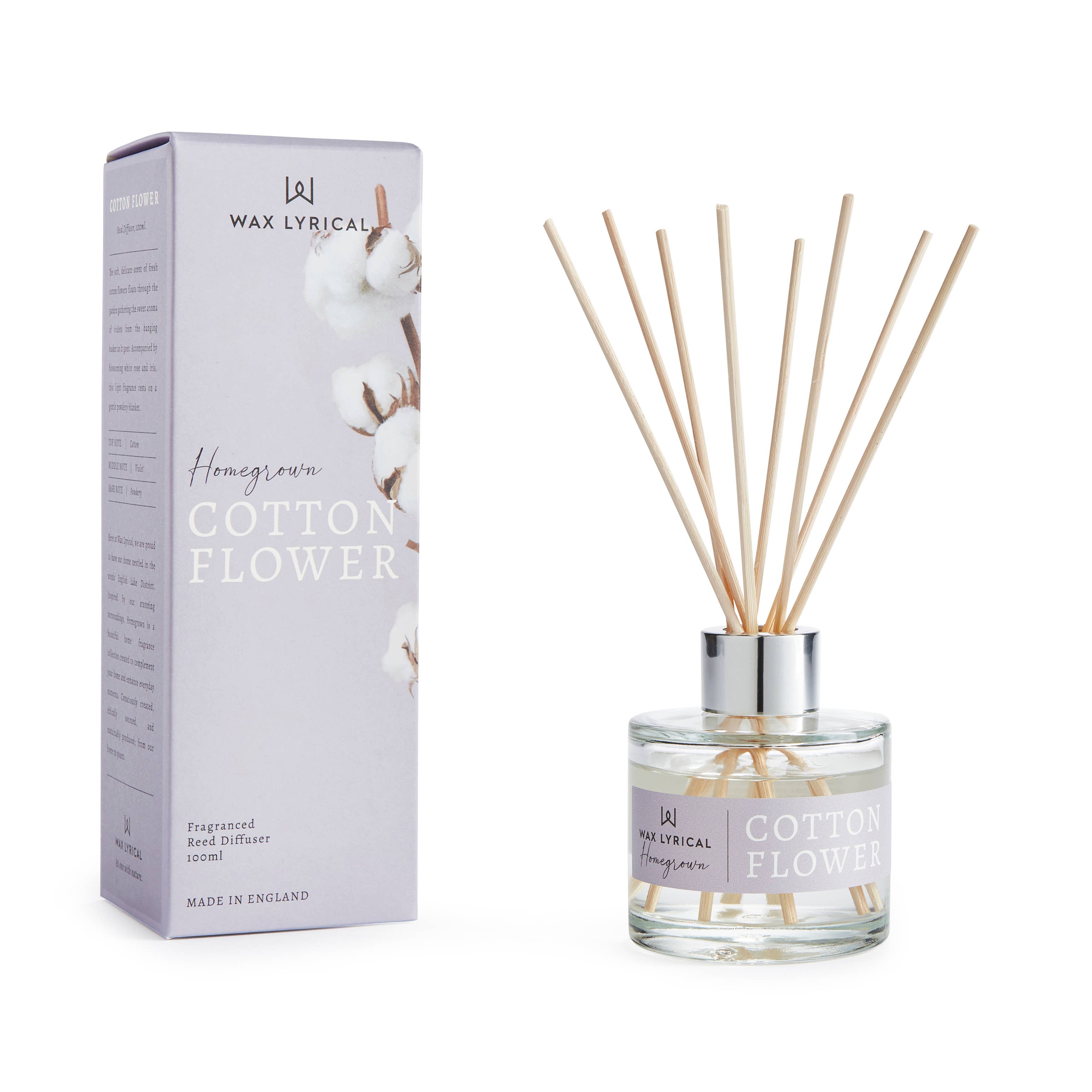 Wax Lyrical UK – wholesale Reed diffuser – Homegrown Cotton Flower 100ml Diffuser0