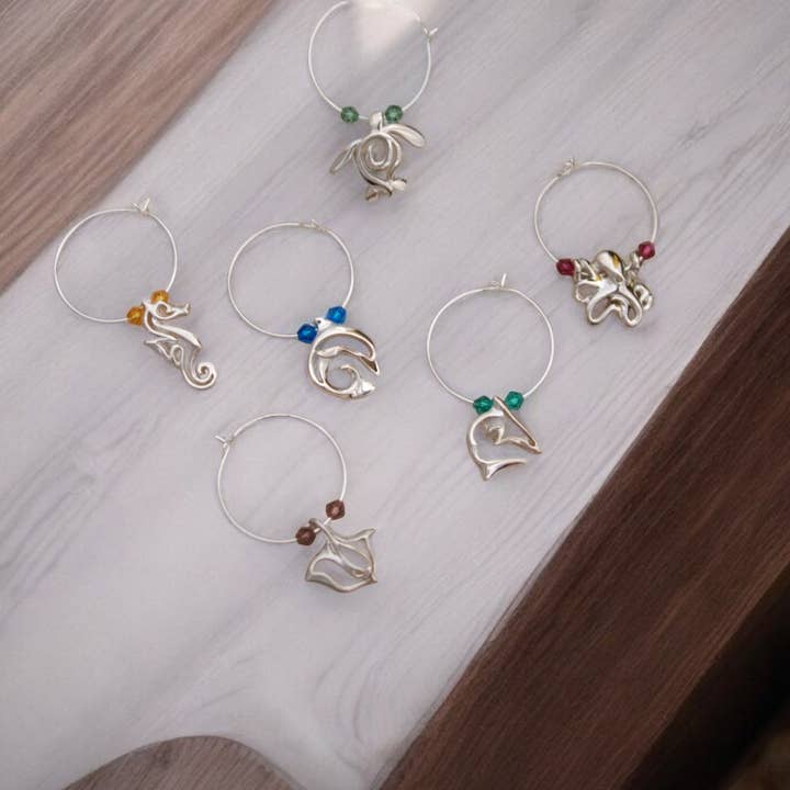 Big Blue by Roland St John - Vente Marqueur pour verre à vin - Marqueurs pour verre à vin1