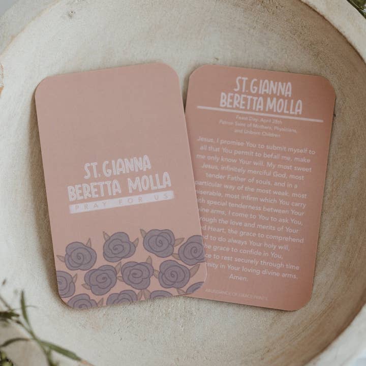 St. Gianna Beretta Molla Prayer Card for wholesale by Abundance of Grace