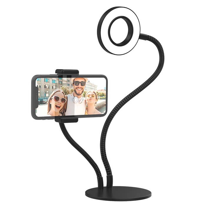 Dual Arm Selfie Stand w/LED Ring Light for wholesale by Infinite Basics