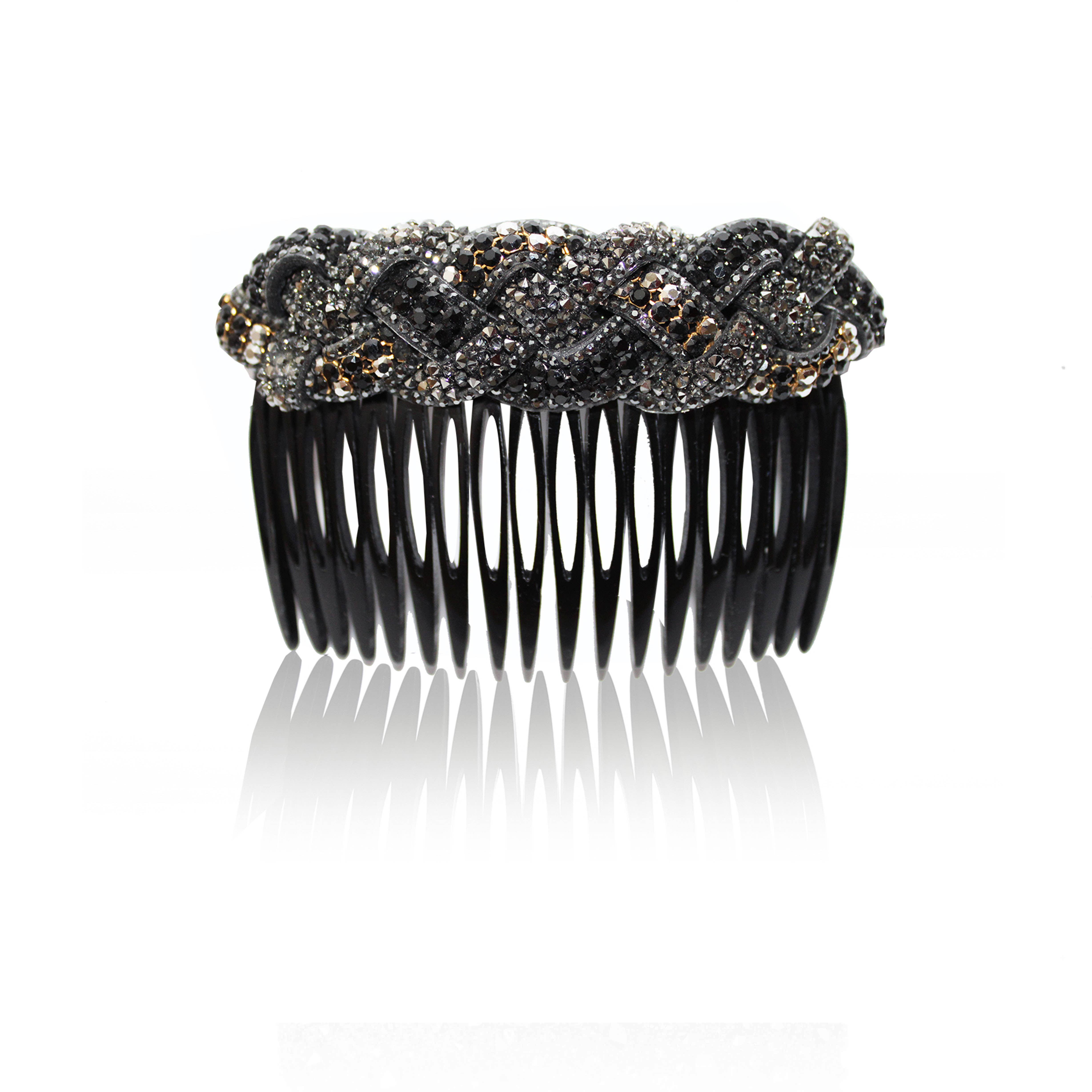 Zwart Kam leer & Swarovski® kristallen NEW-YORK voor groothandel op Faire0