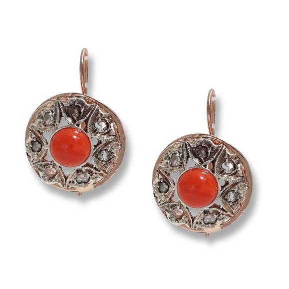 Reproduction de boucles d'oreilles anciennes en argent 925 et or 9 Kt pour la vente par Gold Antique