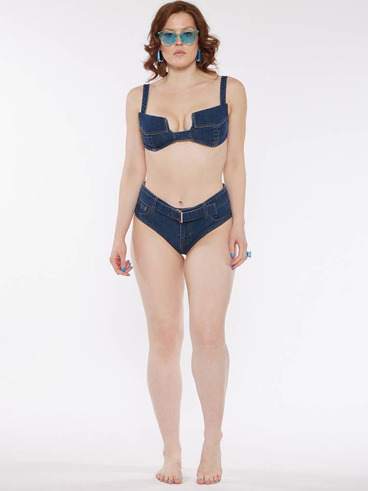 Haut de bikini en denim de poche pour la vente par CIRCULAR PATH