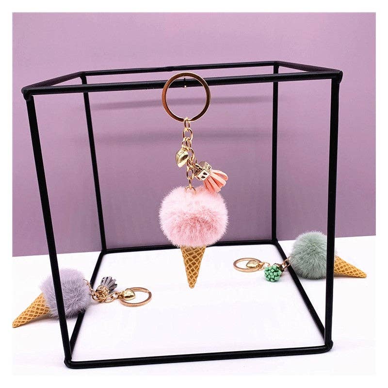 UZ Wholesale Store – wholesale Keychain – Women's – Cartoon Plush Ice Cream Cone Keychain Pendant9