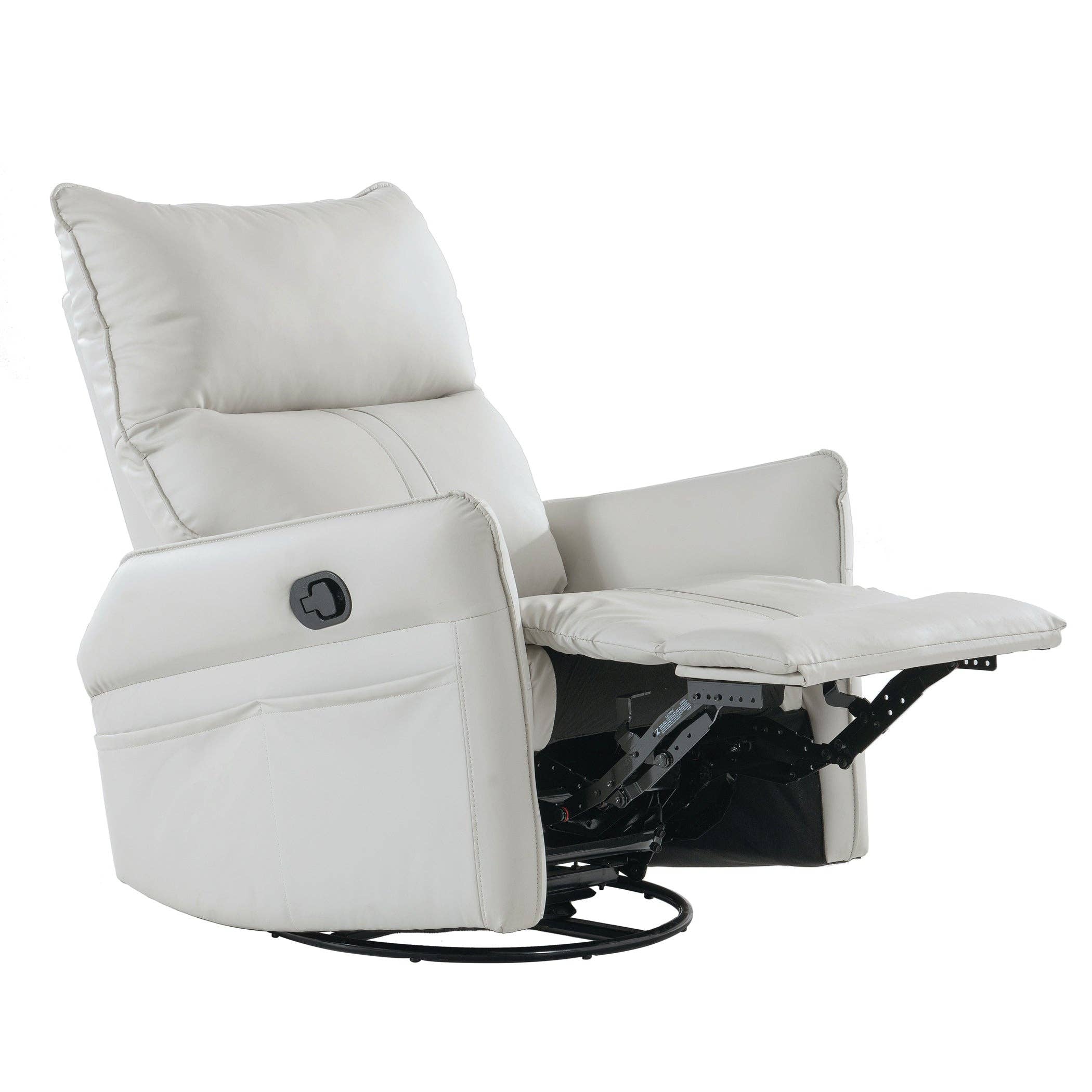 HOMYCASA DESIGN INC - Wholesale Rocking Chair - PU Rocking Recliner Chair, 360° Swivel Nursery Rocking Chair, Glider Chair, Modern Small Rocking Swivel Recliner Chair, Home Theater Seating, Side Pocket (Light Gray+360° Swivel)1