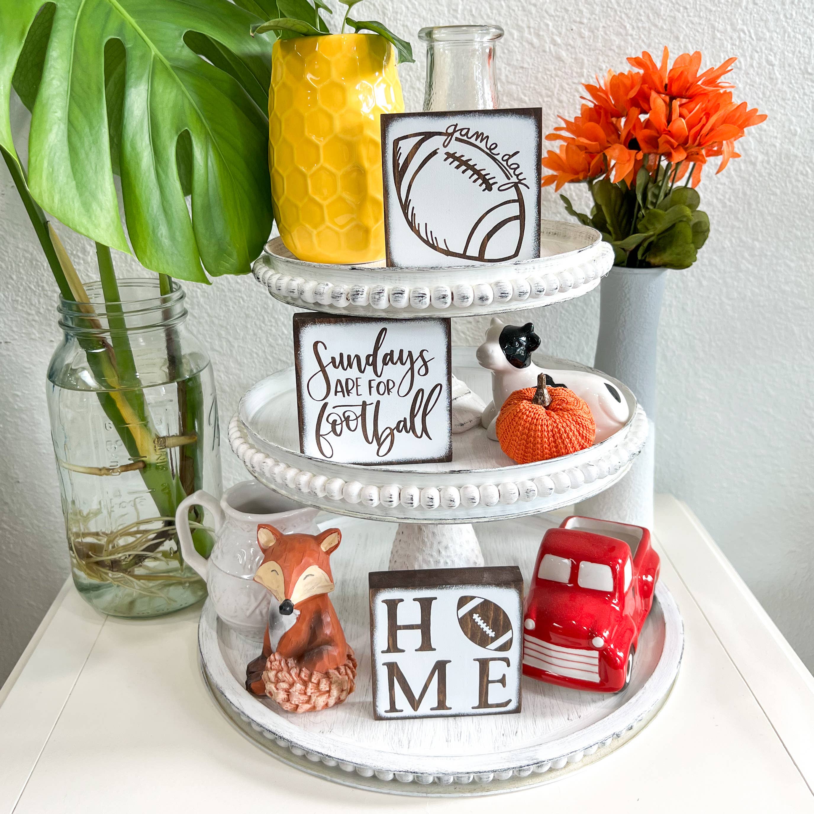Ruaille Buaille Co - Wholesale Sign - Mini football sign | Farmhouse tiered tray | Fall home decor10