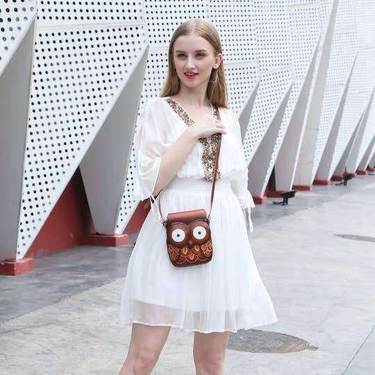 Sunflower Handmade leather inc - Wholesale Crossbody Bag - Women's - Leather large owl purse handbag crossbody2