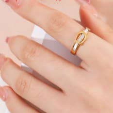 HoopLa - Wholesale Band/stacked ring - Buckle UP- Stainless Steel Saddle Up Belt Ring- 14K Gold4