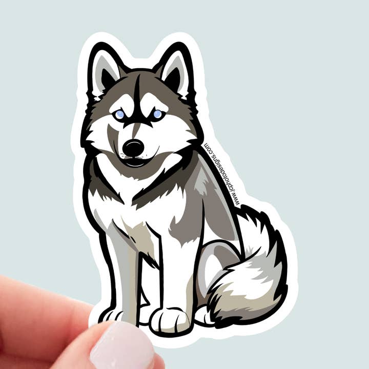Siberian Husky Dog Sticker - Hand-Drawn Vinyl Decal for wholesale by JC Pet Designs