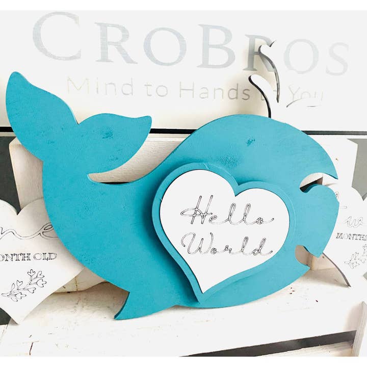 CroBros - Wholesale Milestone Art/Keepsake - Kids & Baby - Baby Shower Gift, Baby Milestone Cards Set Blue Whale Themed