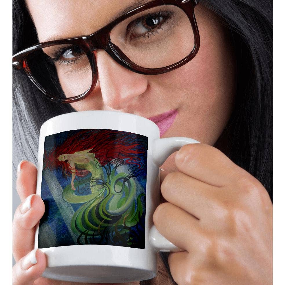 3dRose - Wholesale Coffee Mug - 3dRose, Enchanted Mermaid - fantasy, mermaid, mythological, ocean nymph, redhead, sea nymph, siren, Mug9