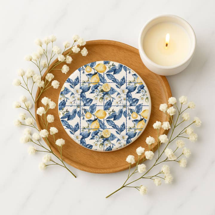 Gia Roma - Wholesale Decorative Tabletop Object - Blue Country Coaster Elegant Grandmillennial Blue Home Decor58