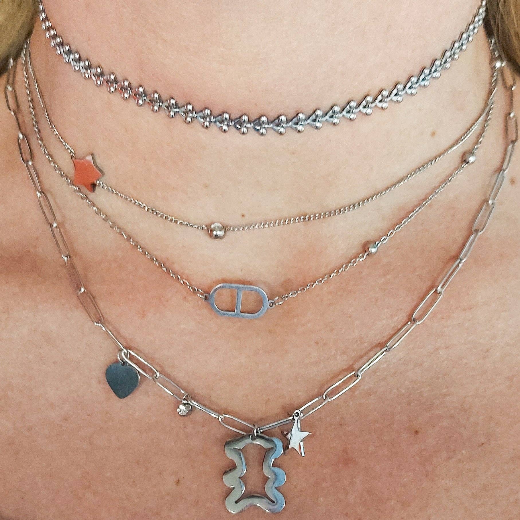 Daemon srls - Venta al por mayor Juegos de joyas - ELLIE ~ Conjunto de 3 collares combinados en acero inoxidable1