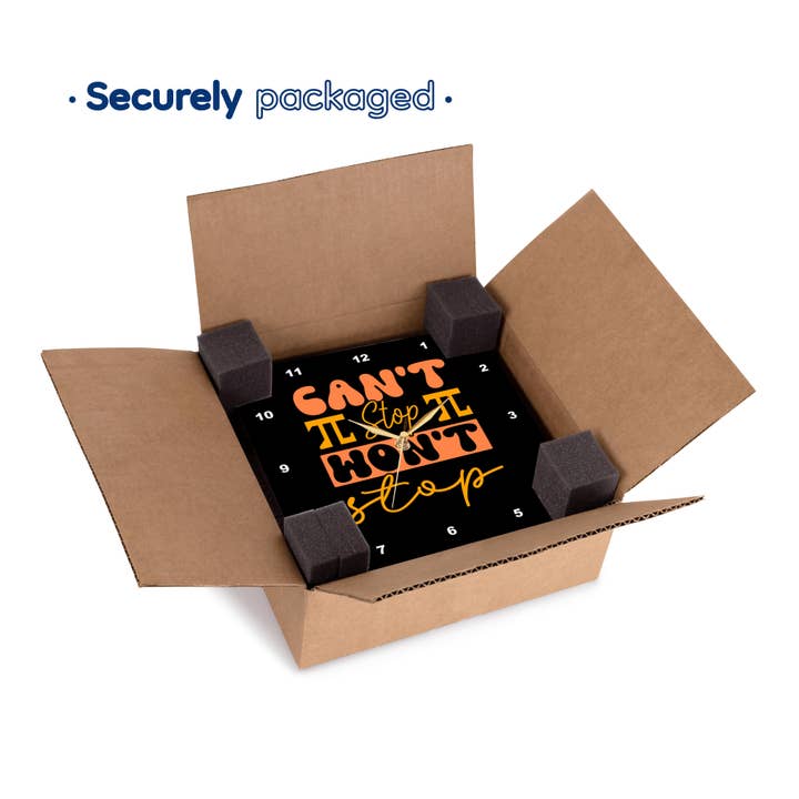 3dRose – wholesale Wall clock – 3dRose, Cannot stop will not stop orange and yellow typography Pi day design, Wall Clock6