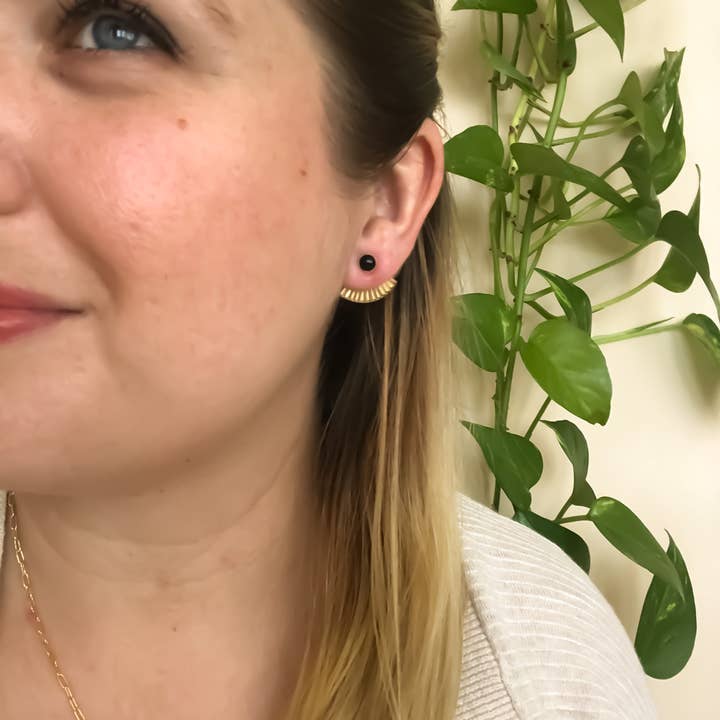 Michelle Starbuck Designs - Vente Clous d'oreille - Boucles d'oreilles mini plissées Onyx3