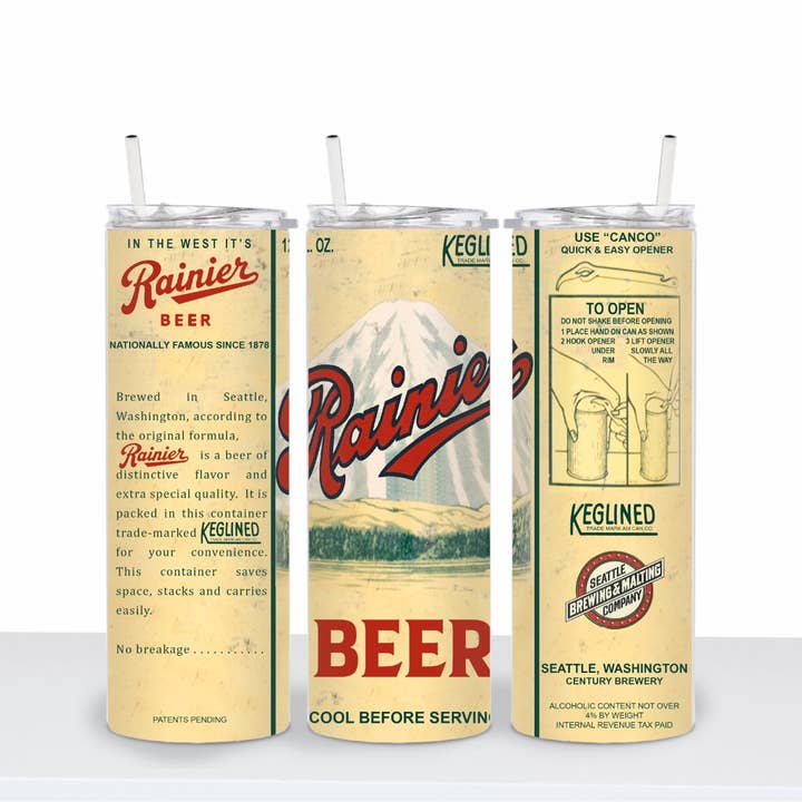 Rainier Beer Tumbler for wholesale by Knotty Nest