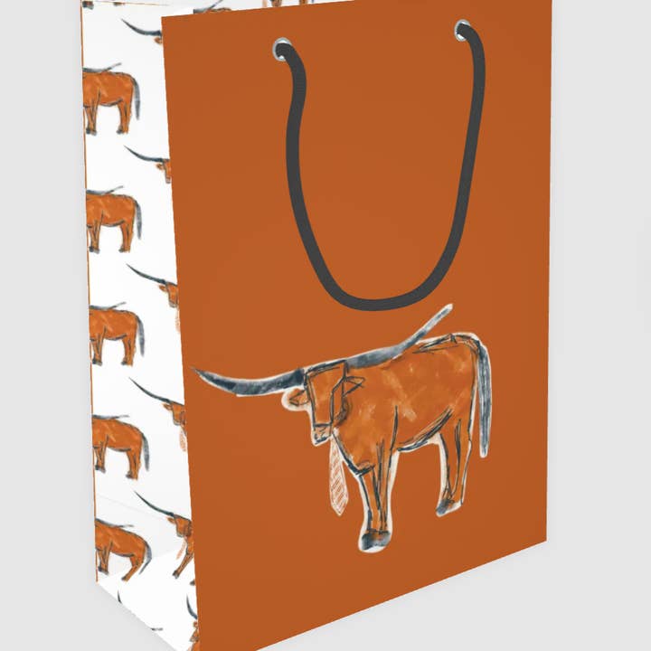 Longhorn Wearing a Necktie Gift Bag for wholesale by Hey Y'all Party