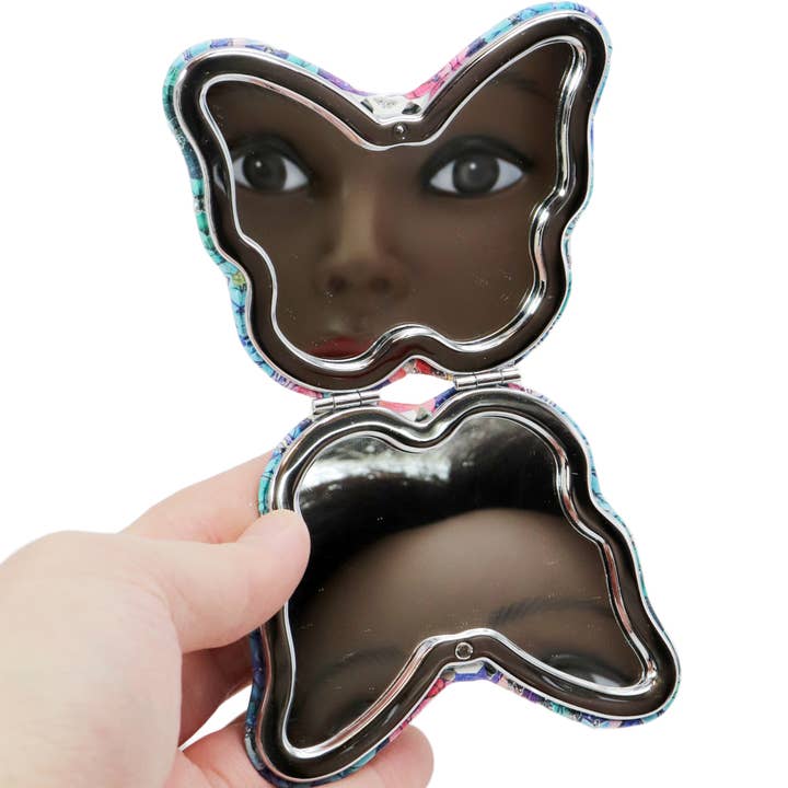 Cap Zone - Wholesale Compact Mirror - Butterfly Floral Compact Cosmetic Mirror - 12 pcs