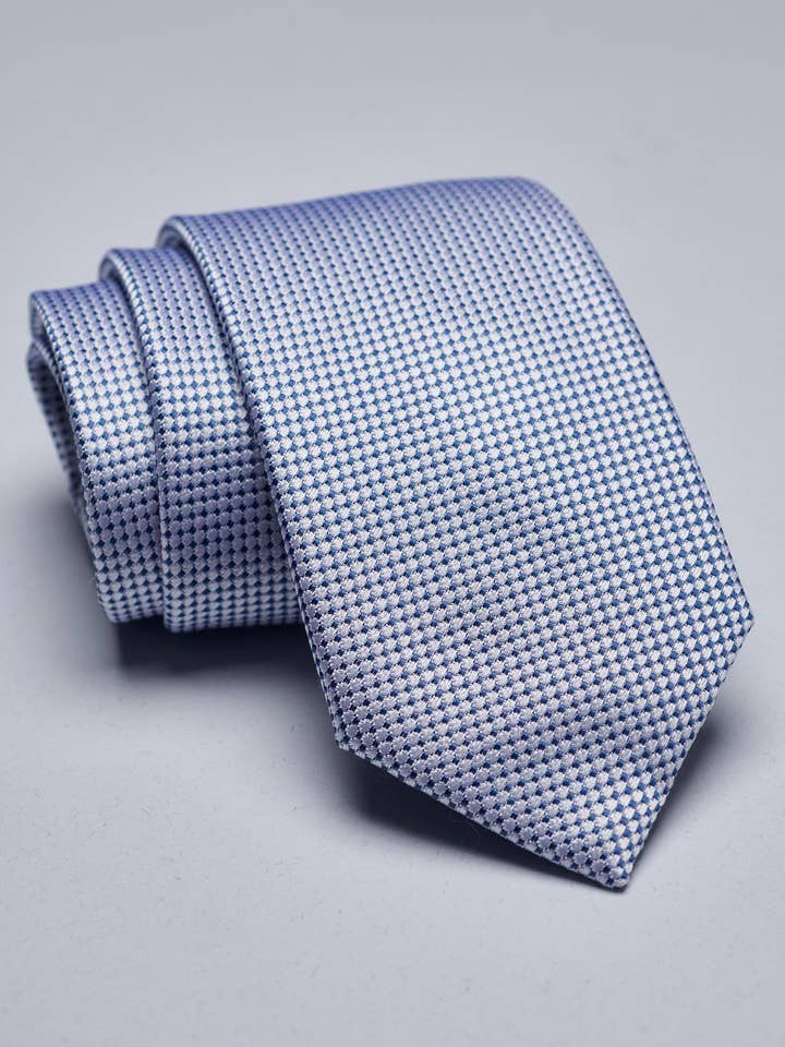 Gravata de seda azul-pérola com bolinhas por atacado de Angelico